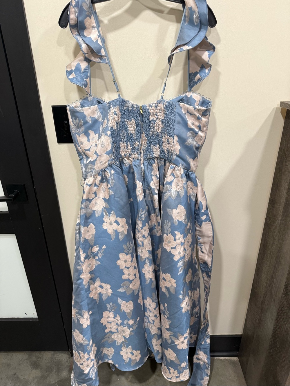 V. Chapman Blue Floral Midi Dress with White Blossoms - Picture 8 of 9